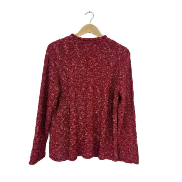WindiRiver Red Dapple Cable Knit Pullover Sweater Womens Sz XL Boho Hippie Cozy - Picture 2 of 8